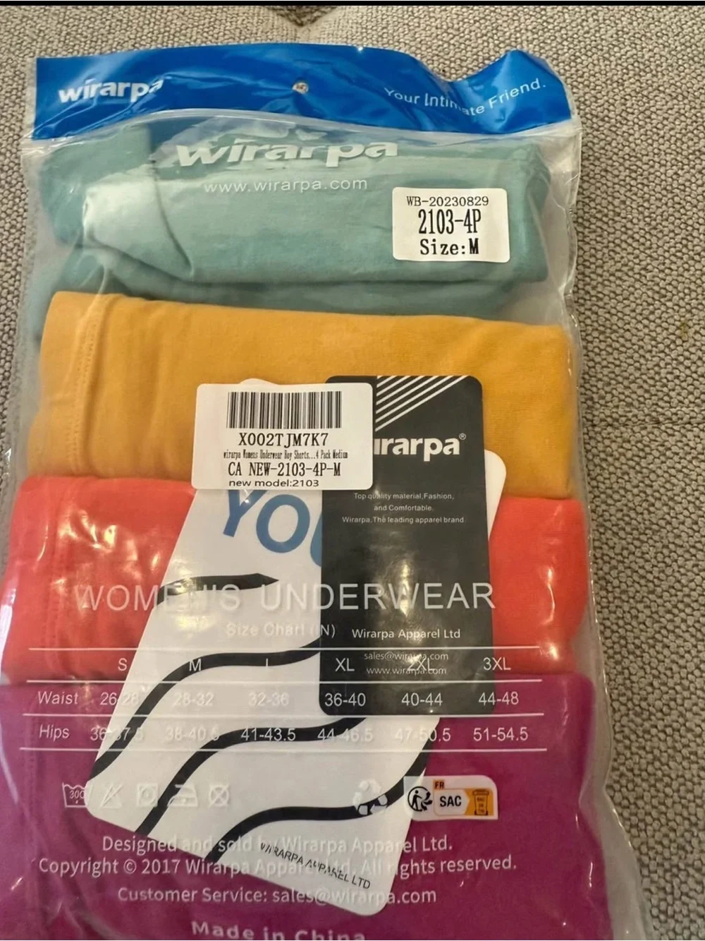 Wirarpa Women's Boyshorts Underwear - Blue & Light Pink Packaging